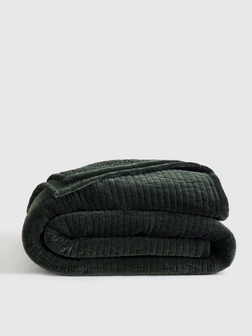 Quince Cotton Velvet Channel Quilt in Forest Green, Queen 💚